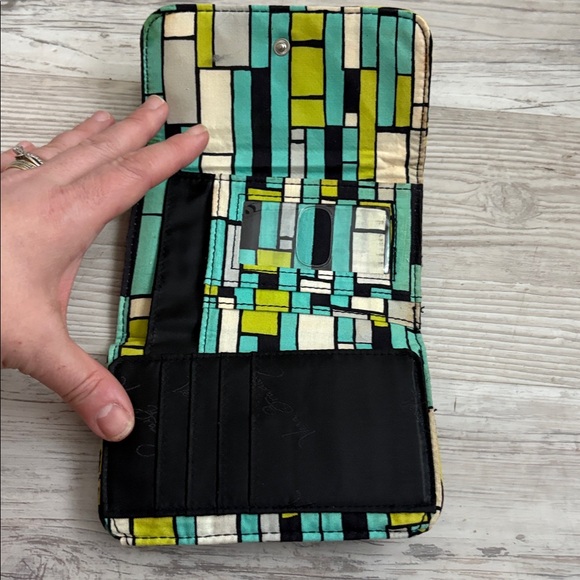 Vera Bradley Teal Blue Green Floral Trifold Wallet Snap Closure AUTHENTIC - Picture 8 of 10